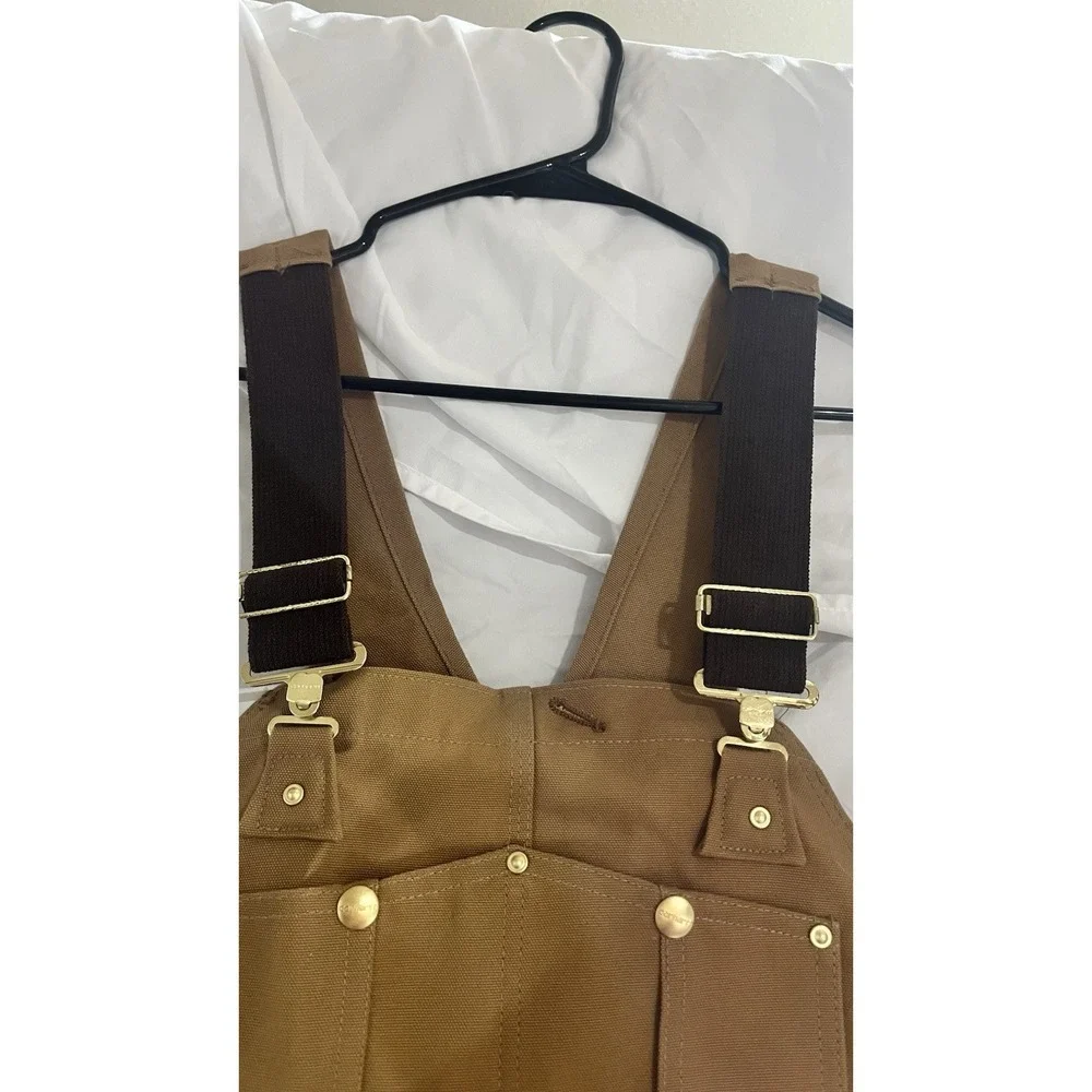 Vintage Carhartt R05 Brown Duck Canvas Bib Overalls Made in USA Mens 42x30 NWOT